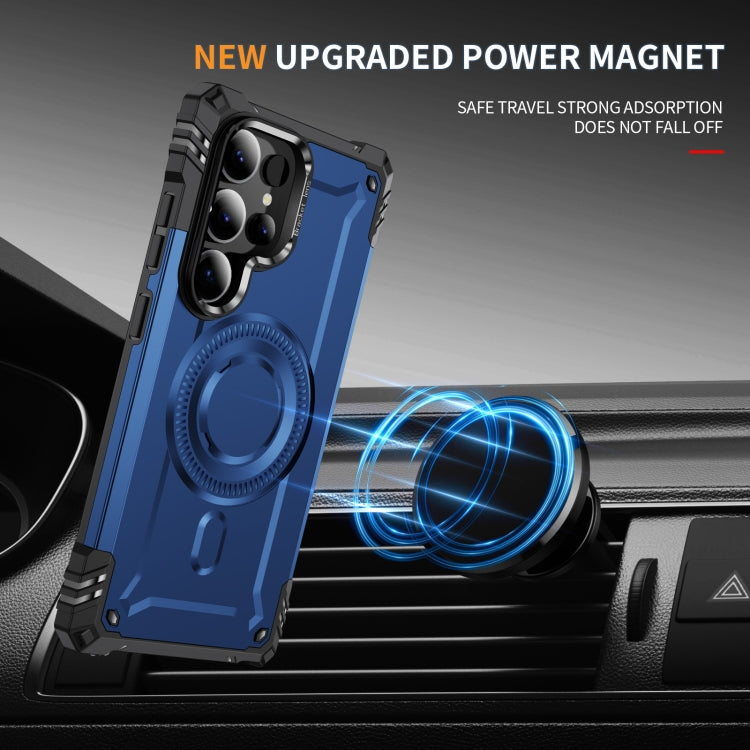 For Samsung Galaxy S25 Ultra 5G Lens Holder MagSafe Phone Case(Blue) by buy2fix