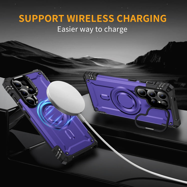For Samsung Galaxy S25 Ultra 5G Lens Holder MagSafe Phone Case(Purple) by buy2fix