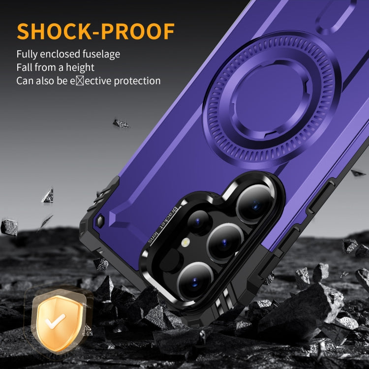 For Samsung Galaxy S25 Ultra 5G Lens Holder MagSafe Phone Case(Purple) by buy2fix