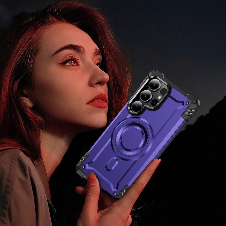 For Samsung Galaxy S25 Ultra 5G Lens Holder MagSafe Phone Case(Purple) by buy2fix