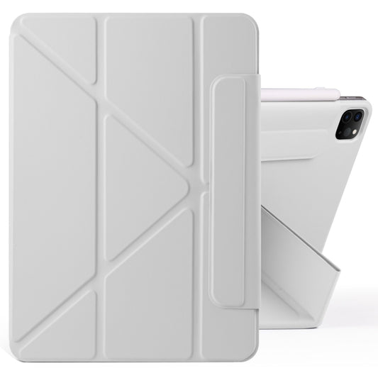 For iPad Pro 11 2022 / 2021 / 2020 Fixed Buckle Magnetic Deformation Leather Tablet Case(Grey) - iPad Pro 11 (2022/2021) Cases by buy2fix | Online Shopping UK | buy2fix