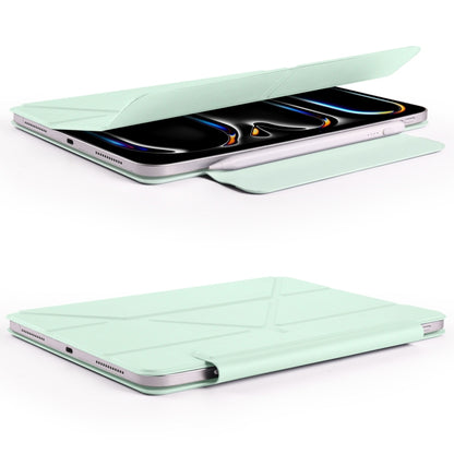 For iPad Pro 11 2022 / 2021 / 2020 Fixed Buckle Magnetic Deformation Leather Tablet Case(Baby Green) - iPad Pro 11 (2022/2021) Cases by buy2fix | Online Shopping UK | buy2fix