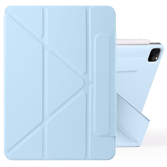 For iPad Pro 12.9 2022 / 2021 / 2020 Fixed Buckle Magnetic Deformation Leather Tablet Case(Ice Blue)