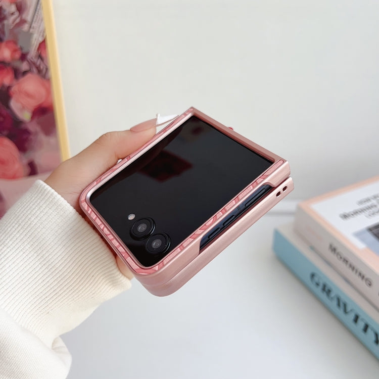 For Motorola Razr 50 / 50 Ultra 3D Camellia Plaid Fabric DIY PC Phone Case(Pink) by buy2fix