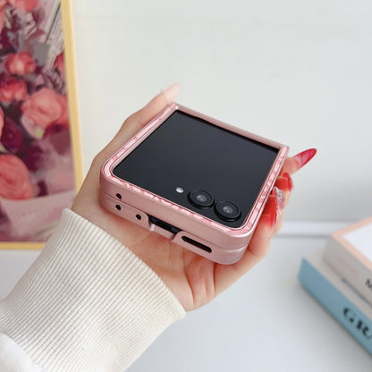 For Motorola Razr 50 / 50 Ultra Camellia Plaid Fabric DIY PC Phone Case(Pink) by buy2fix