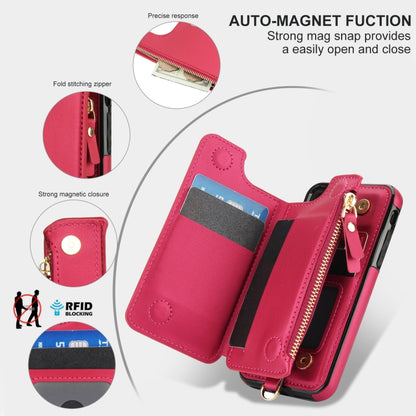 For iPhone SE 2022 / 2020 / 8 Double Flap Zipper RFID Leather Phone Case with Short Lanyard(Red) - iPhone SE 2022 / 2020 / 8 / 7 Cases by buy2fix | Online Shopping UK | buy2fix