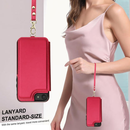 For iPhone SE 2022 / 2020 / 8 Double Flap Zipper RFID Leather Phone Case with Short Lanyard(Red) - iPhone SE 2022 / 2020 / 8 / 7 Cases by buy2fix | Online Shopping UK | buy2fix