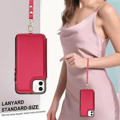 For iPhone 11 Pro Max Double Flap Zipper RFID Leather Phone Case with Short Lanyard(Red) - iPhone 11 Pro Max Cases by buy2fix | Online Shopping UK | buy2fix