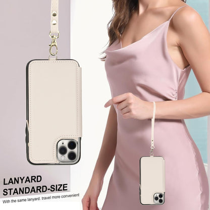 For iPhone 11 Pro Double Flap Zipper RFID Leather Phone Case with Short Lanyard(White) - iPhone 11 Pro Cases by buy2fix | Online Shopping UK | buy2fix