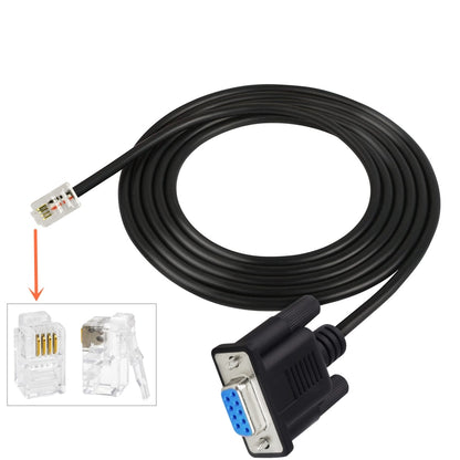 DB9 to RJ9 Adapter Cable 4P4C Telephone Crystal Head RS232 Connection Cable, Length: 1.8m(Black) - RS485 / RS232 Series by buy2fix | Online Shopping UK | buy2fix