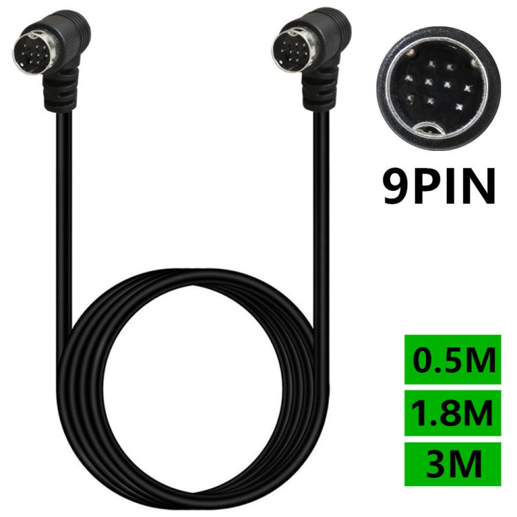 Double Curved mini DIN 9 Pin TV Audio Adapter Cable, Length:0.5m(Black) - Others by buy2fix | Online Shopping UK | buy2fix