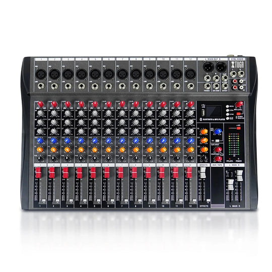 XTUGA CT120X 12-Channels Audio Mixer DJ Mixing Console with 48V Power Supply(UK Plug)