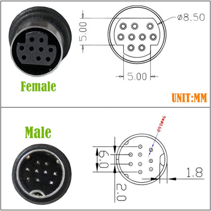 Single Curved mini DIN 9 Pin TV Audio Adapter Cable, Length:1.8m(Black) - Others by buy2fix | Online Shopping UK | buy2fix