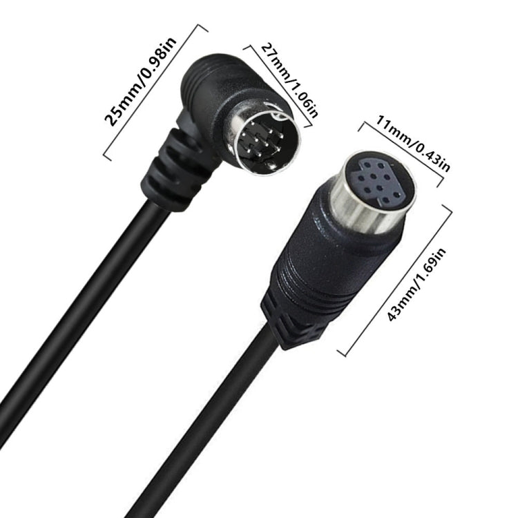 Curved mini DIN 9 Pin Male to Female TV Box Adapter Cable, Length:1.8m(Black) - Others by buy2fix | Online Shopping UK | buy2fix