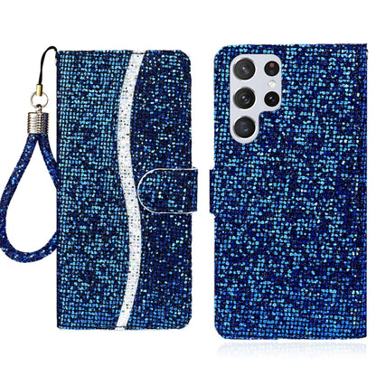 For Samsung Galaxy S25 Ultra 5G Glitter Powder Filp Leather Phone Case(Blue) by buy2fix