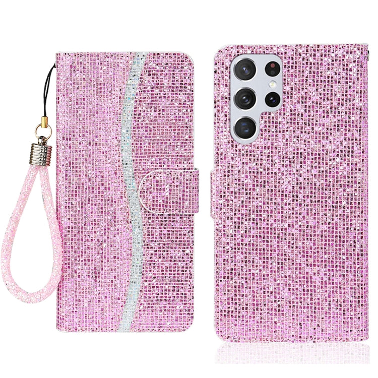 For Samsung Galaxy S25 Ultra 5G Glitter Powder Filp Leather Phone Case(Pink) by buy2fix