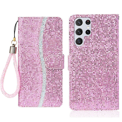 For Samsung Galaxy S25 Ultra 5G Glitter Powder Filp Leather Phone Case(Pink) by buy2fix