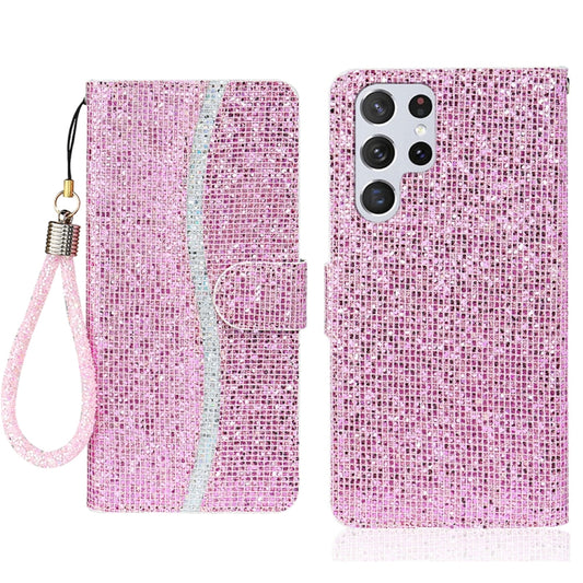 For Samsung Galaxy S25 Ultra 5G Glitter Powder Filp Leather Phone Case(Pink) by buy2fix