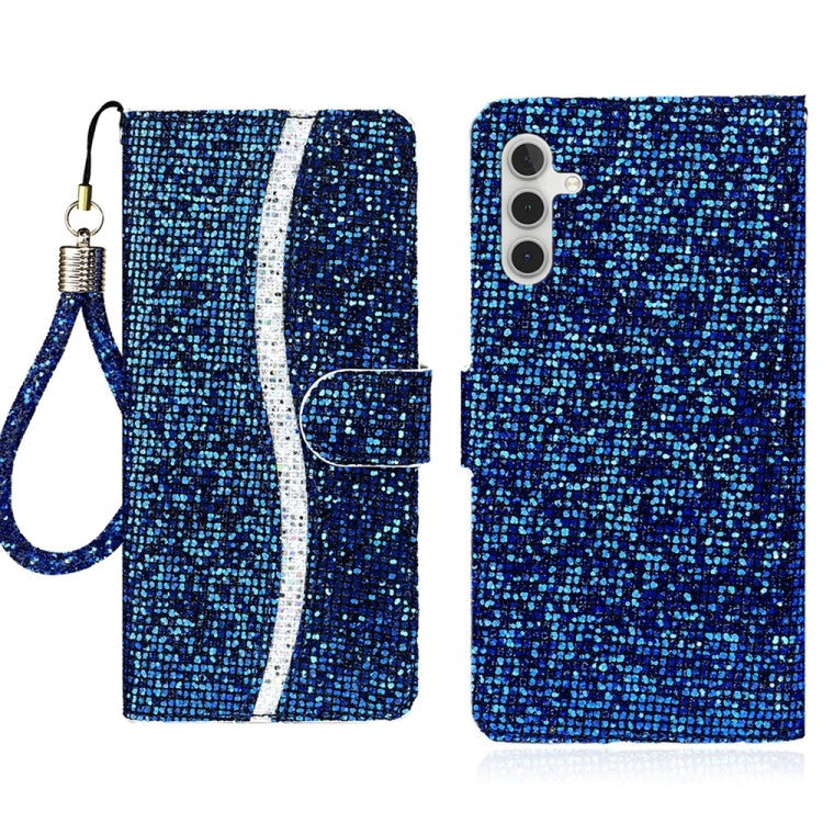 For Samsung Galaxy S25+ 5G Glitter Powder Filp Leather Phone Case(Blue) by buy2fix