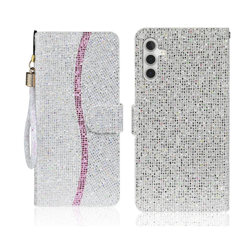 For Samsung Galaxy S25+ 5G Glitter Powder Filp Leather Phone Case(Silver) by buy2fix