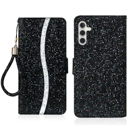 For Samsung Galaxy S25 5G Glitter Powder Filp Leather Phone Case(Black) by buy2fix
