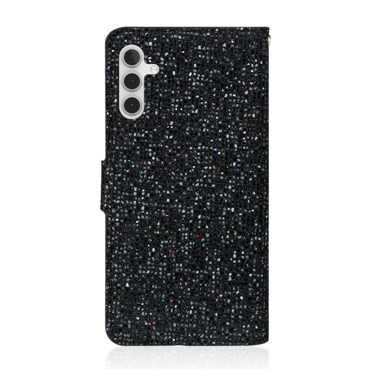 For Samsung Galaxy S25 5G Glitter Powder Filp Leather Phone Case(Black) by buy2fix