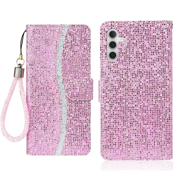 For Samsung Galaxy S25 5G Glitter Powder Filp Leather Phone Case(Pink) by buy2fix