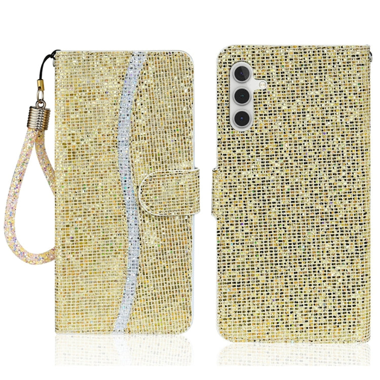 For Samsung Galaxy S25 5G Glitter Powder Filp Leather Phone Case(Gold) by buy2fix