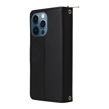 For iPhone 12 Pro Max Nine-card Slots Zipper Wallet Bag Leather Phone Case(Black) - iPhone 12 Pro Max Cases by buy2fix | Online Shopping UK | buy2fix