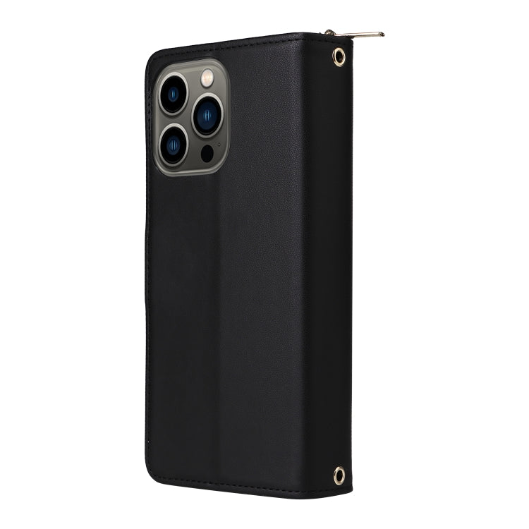 For iPhone 13 Pro Nine-card Slots Zipper Wallet Bag Leather Phone Case(Black) - iPhone 13 Pro Cases by buy2fix | Online Shopping UK | buy2fix