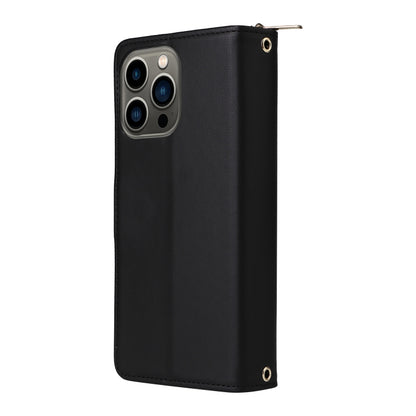 For iPhone 13 Pro Nine-card Slots Zipper Wallet Bag Leather Phone Case(Black) - iPhone 13 Pro Cases by buy2fix | Online Shopping UK | buy2fix