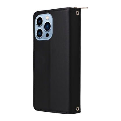 For iPhone 13 Pro Max Nine-card Slots Zipper Wallet Bag Leather Phone Case(Black) - iPhone 13 Pro Max Cases by buy2fix | Online Shopping UK | buy2fix