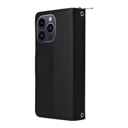 For iPhone 14 Pro Max Nine-card Slots Zipper Wallet Bag Leather Phone Case(Black) - iPhone 14 Pro Max Cases by buy2fix | Online Shopping UK | buy2fix