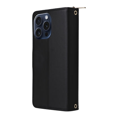 For iPhone 15 Pro Max Nine-card Slots Zipper Wallet Bag Leather Phone Case(Black) - iPhone 15 Pro Max Cases by buy2fix | Online Shopping UK | buy2fix