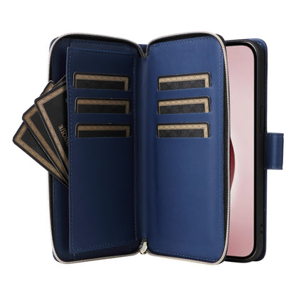 For iPhone 16 Pro Nine-card Slots Zipper Wallet Bag Leather Phone Case(Blue) - iPhone 16 Pro Cases by buy2fix | Online Shopping UK | buy2fix