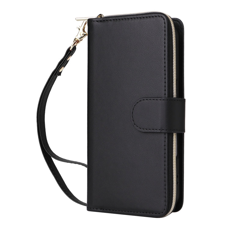 For iPhone 16 Nine-card Slots Zipper Wallet Bag Leather Phone Case(Black) - iPhone 16 Cases by buy2fix | Online Shopping UK | buy2fix