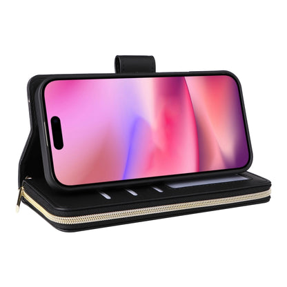 For iPhone 16 Plus Nine-card Slots Zipper Wallet Bag Leather Phone Case(Black) - iPhone 16 Plus Cases by buy2fix | Online Shopping UK | buy2fix