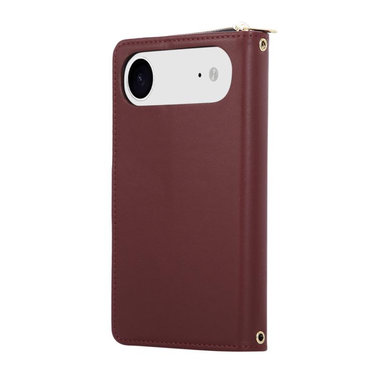 For iPhone Air Nine-card Slots Zipper Wallet Bag Leather Phone Case(Wine Red) - iPhone Air Cases by buy2fix | Online Shopping UK | buy2fix