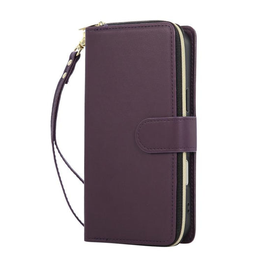 For iPhone Air Nine-card Slots Zipper Wallet Bag Leather Phone Case(Dark Purple) - iPhone Air Cases by buy2fix | Online Shopping UK | buy2fix