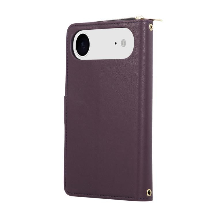For iPhone Air Nine-card Slots Zipper Wallet Bag Leather Phone Case(Dark Purple) - iPhone Air Cases by buy2fix | Online Shopping UK | buy2fix