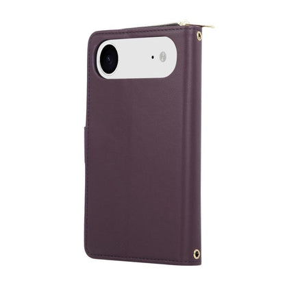 For iPhone Air Nine-card Slots Zipper Wallet Bag Leather Phone Case(Dark Purple) - iPhone Air Cases by buy2fix | Online Shopping UK | buy2fix