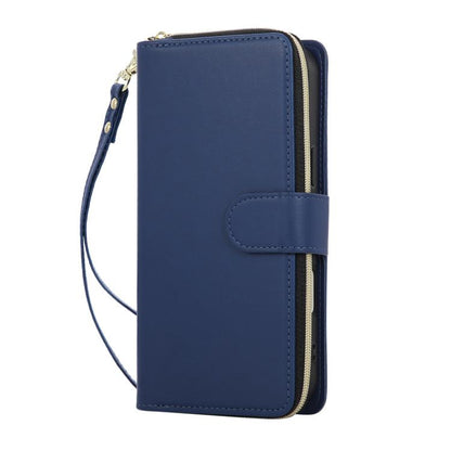 For iPhone Air Nine-card Slots Zipper Wallet Bag Leather Phone Case(Blue) - iPhone Air Cases by buy2fix | Online Shopping UK | buy2fix