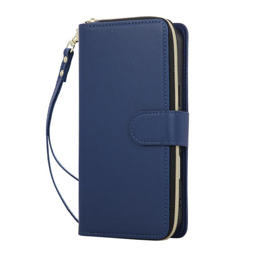 For iPhone Air Nine-card Slots Zipper Wallet Bag Leather Phone Case(Blue) - iPhone Air Cases by buy2fix | Online Shopping UK | buy2fix