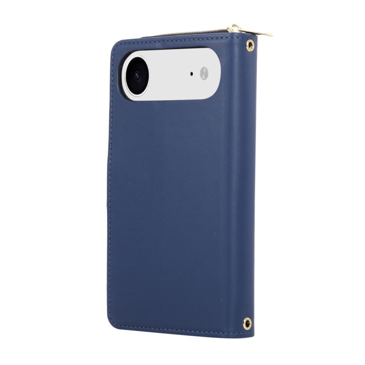 For iPhone Air Nine-card Slots Zipper Wallet Bag Leather Phone Case(Blue) - iPhone Air Cases by buy2fix | Online Shopping UK | buy2fix