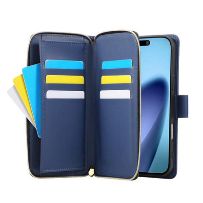 For iPhone Air Nine-card Slots Zipper Wallet Bag Leather Phone Case(Blue) - iPhone Air Cases by buy2fix | Online Shopping UK | buy2fix