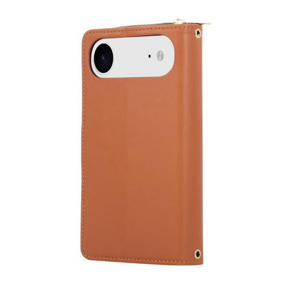 For iPhone Air Nine-card Slots Zipper Wallet Bag Leather Phone Case(Brown) - iPhone Air Cases by buy2fix | Online Shopping UK | buy2fix