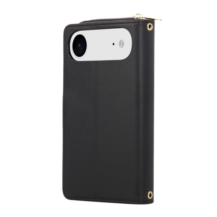 For iPhone Air Nine-card Slots Zipper Wallet Bag Leather Phone Case(Black) - iPhone Air Cases by buy2fix | Online Shopping UK | buy2fix