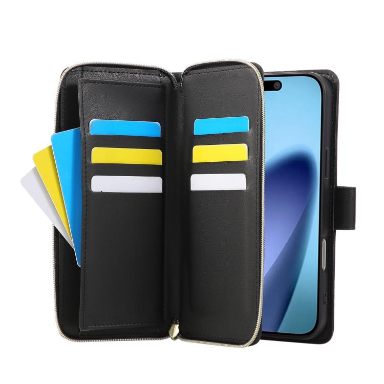 For iPhone Air Nine-card Slots Zipper Wallet Bag Leather Phone Case(Black) - iPhone Air Cases by buy2fix | Online Shopping UK | buy2fix