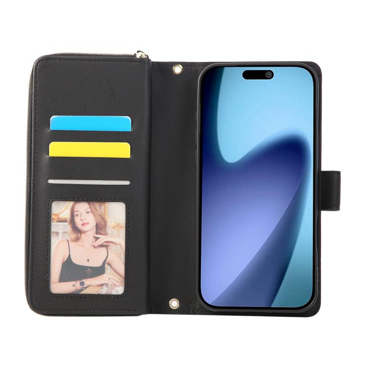 For iPhone Air Nine-card Slots Zipper Wallet Bag Leather Phone Case(Black) - iPhone Air Cases by buy2fix | Online Shopping UK | buy2fix
