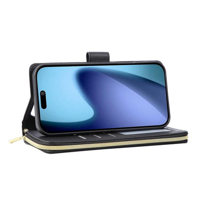 For iPhone Air Nine-card Slots Zipper Wallet Bag Leather Phone Case(Black) - iPhone Air Cases by buy2fix | Online Shopping UK | buy2fix